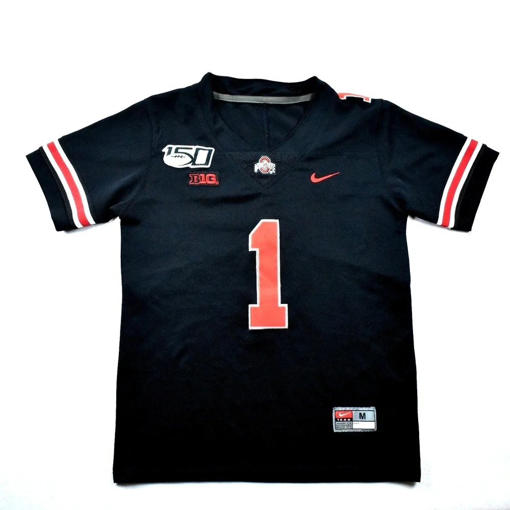 Nike Ohio State Buckeyes Justin Fields #1 Jersey Black Youth Medium 150 Patch